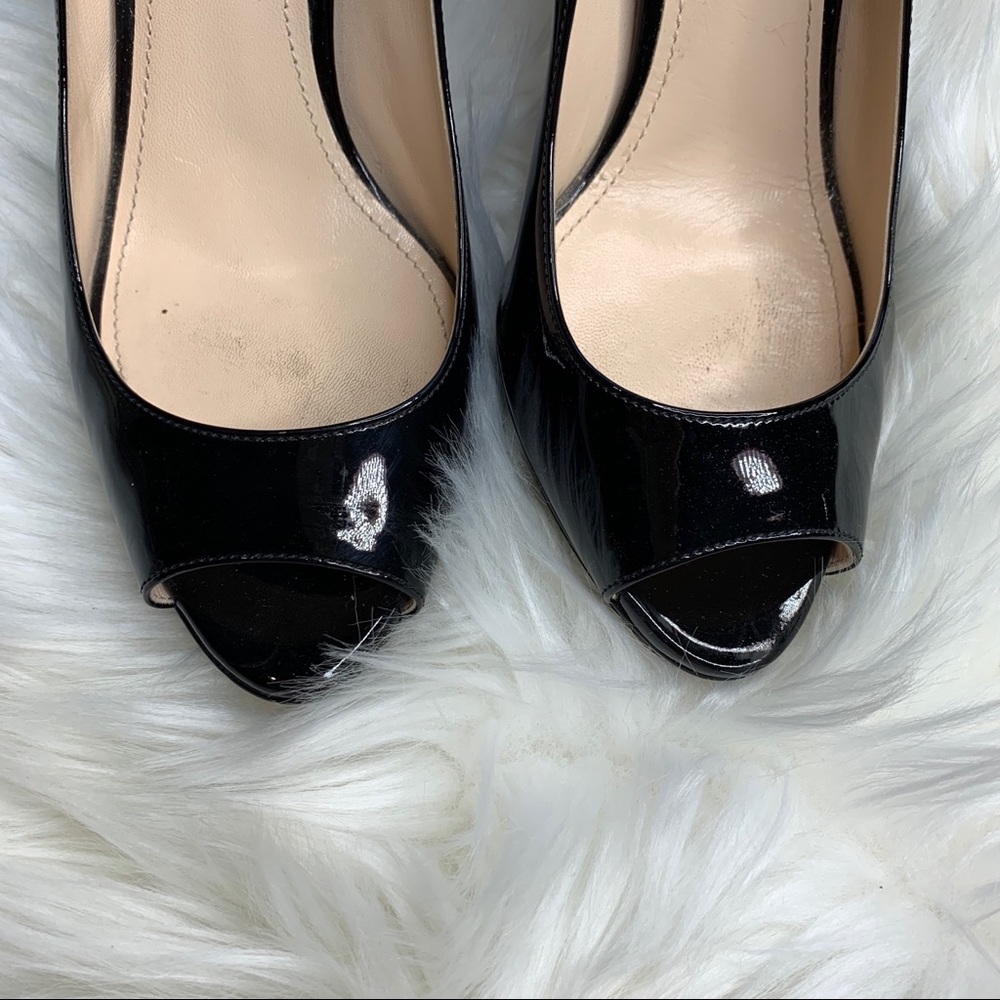 Prada Black Patent Leather Peep Toe Heels - Picture 4 of 8